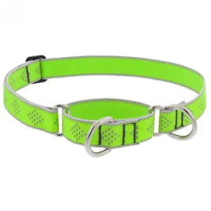 Lupine Dog Collar Martingale 1" Wide X 19"-27" Neck Size Green Diamond