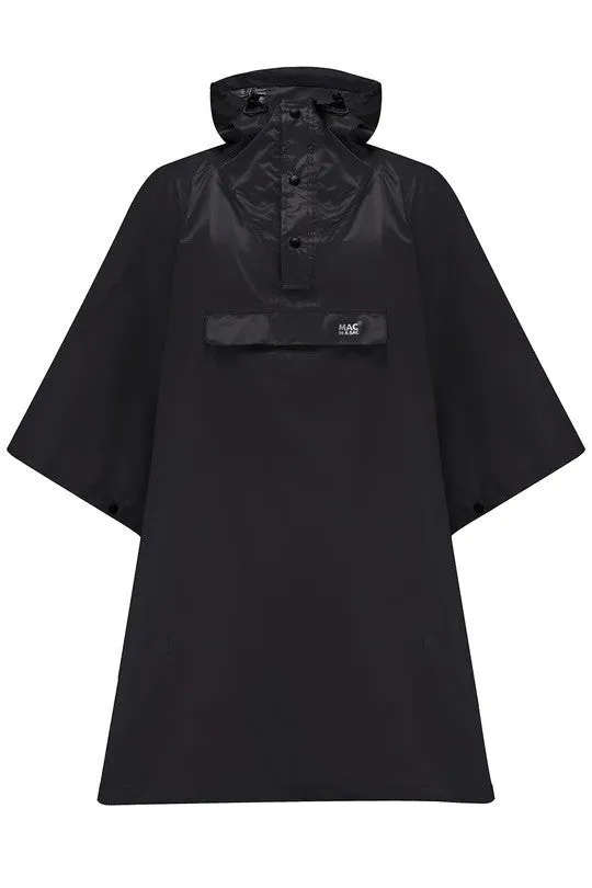 Mac in a Sac Adults Waterproof Breathable Windproof Unisex Packable Poncho-BLACK