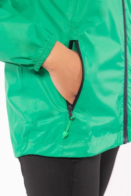 Mac in a Sac Kids Waterproof Breathable Windproof Packable Origin Jacket-GREEN