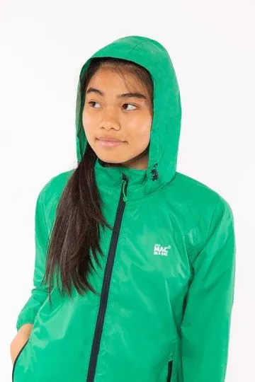 Mac in a Sac Kids Waterproof Breathable Windproof Packable Origin Jacket-GREEN
