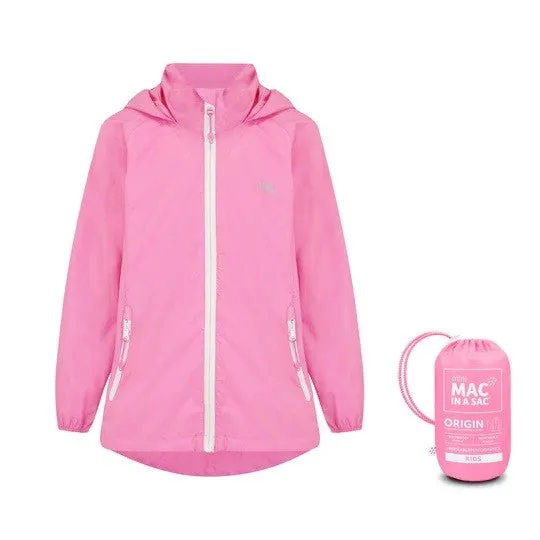 Mac in a Sac Kids Waterproof Breathable Windproof Packable Origin Jacket-PINK