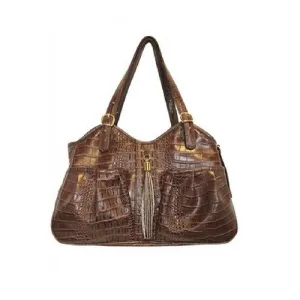 Metro Carrier — Brown Croco with Tassel