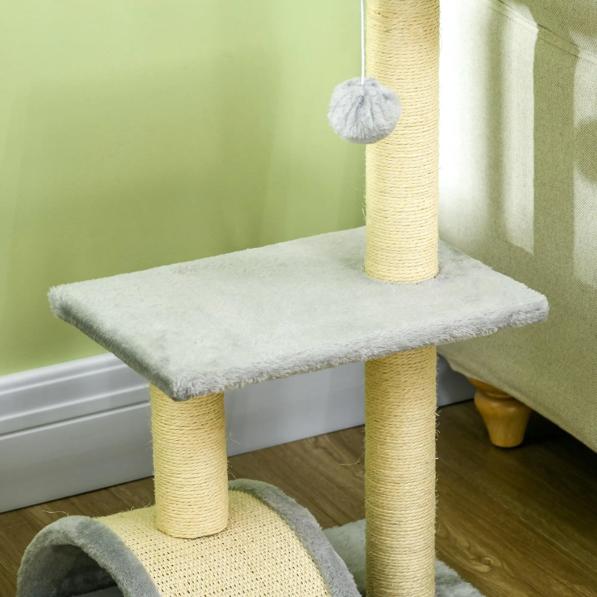 Multi-level Cat Tree with Sisal Scratching Post, 72cm - Light Grey