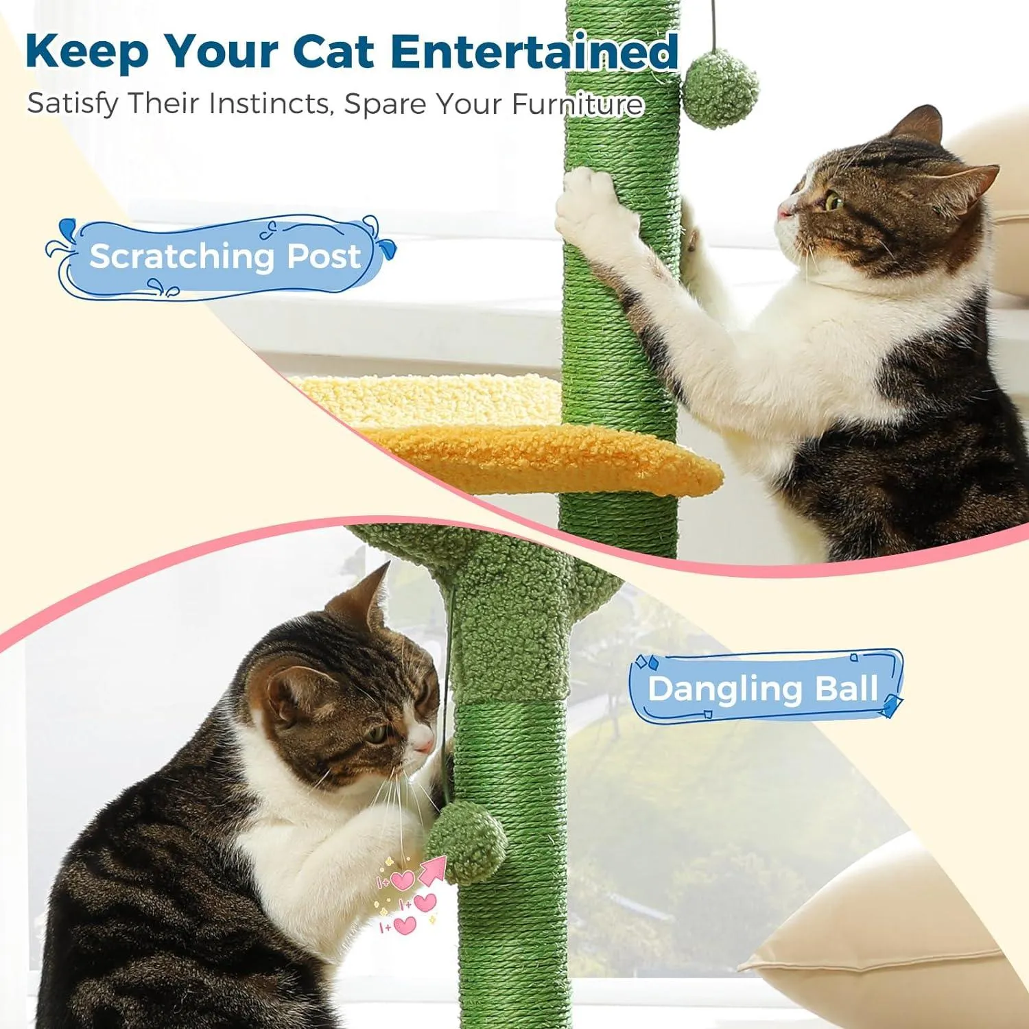 Multi-Level Indoor Cat Tree with Perch & Ball & Scratching Posts