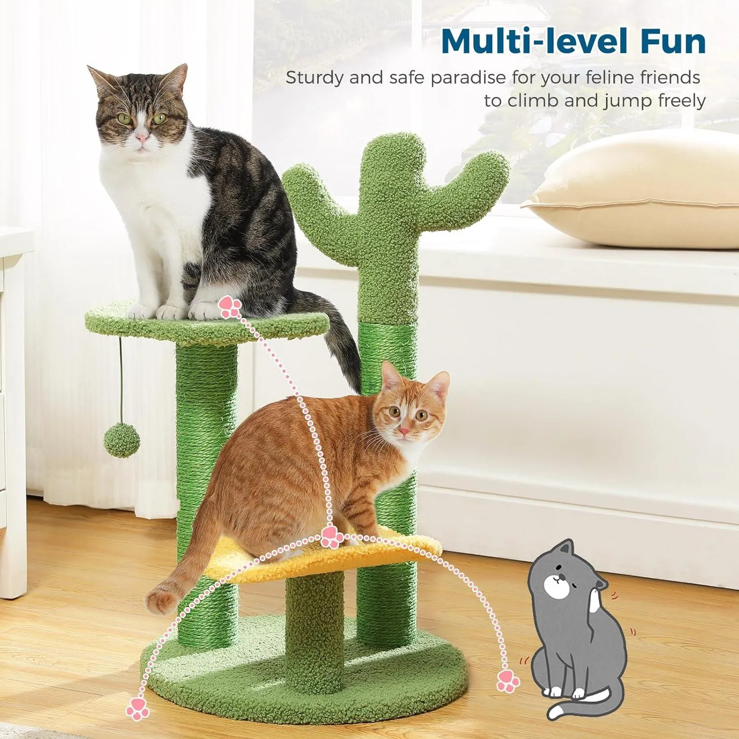 Multi-Level Indoor Cat Tree with Perch & Ball & Scratching Posts