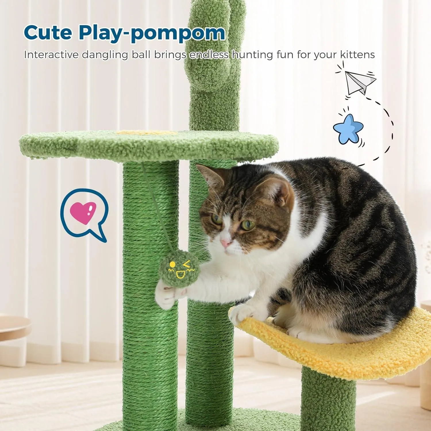 Multi-Level Indoor Cat Tree with Perch & Ball & Scratching Posts