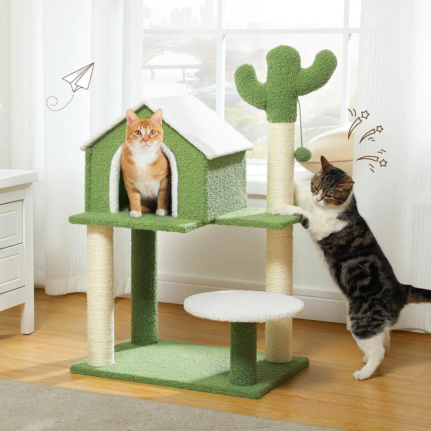 Multi-Level Indoor Cat Tree with Perch & Ball & Scratching Posts