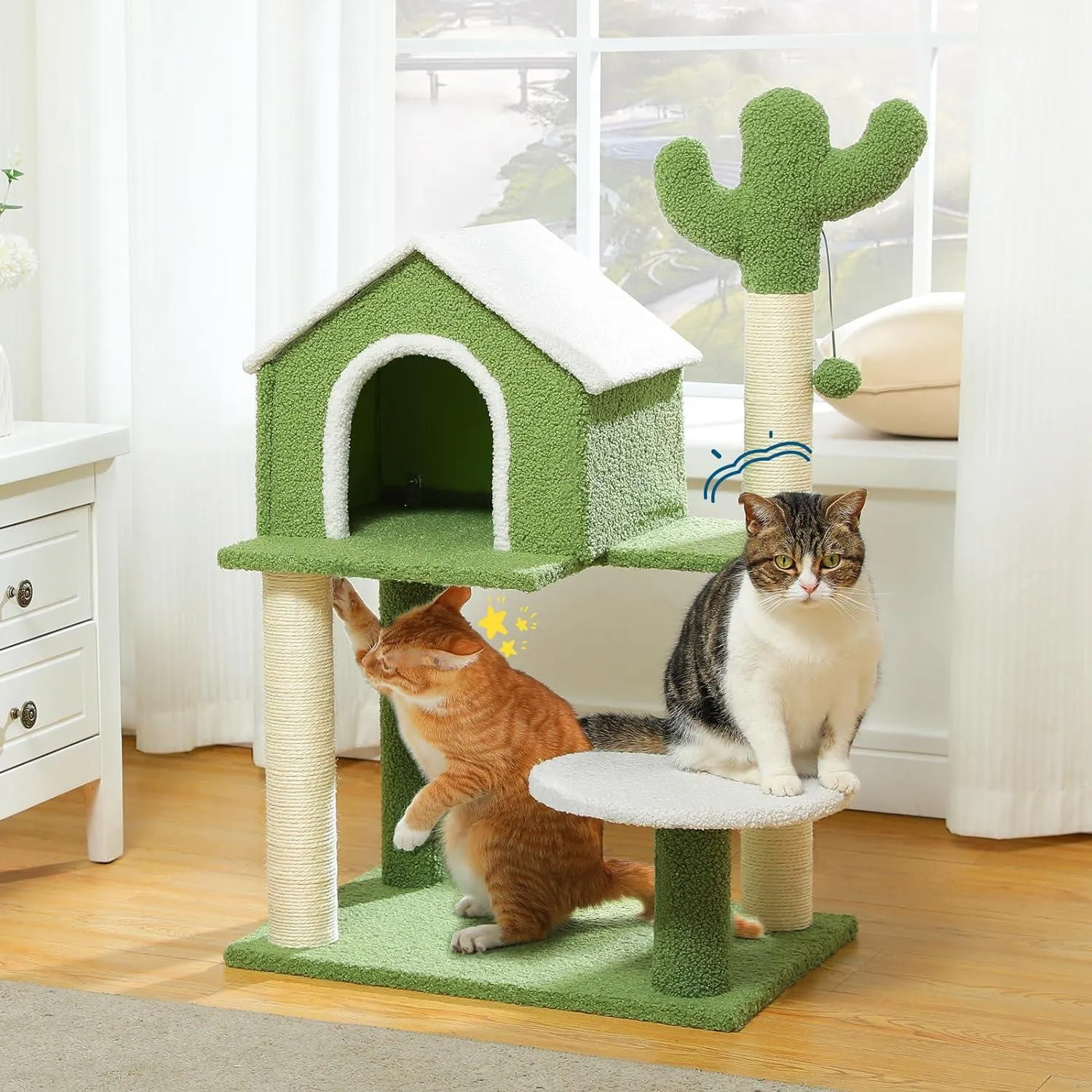 Multi-Level Indoor Cat Tree with Perch & Ball & Scratching Posts