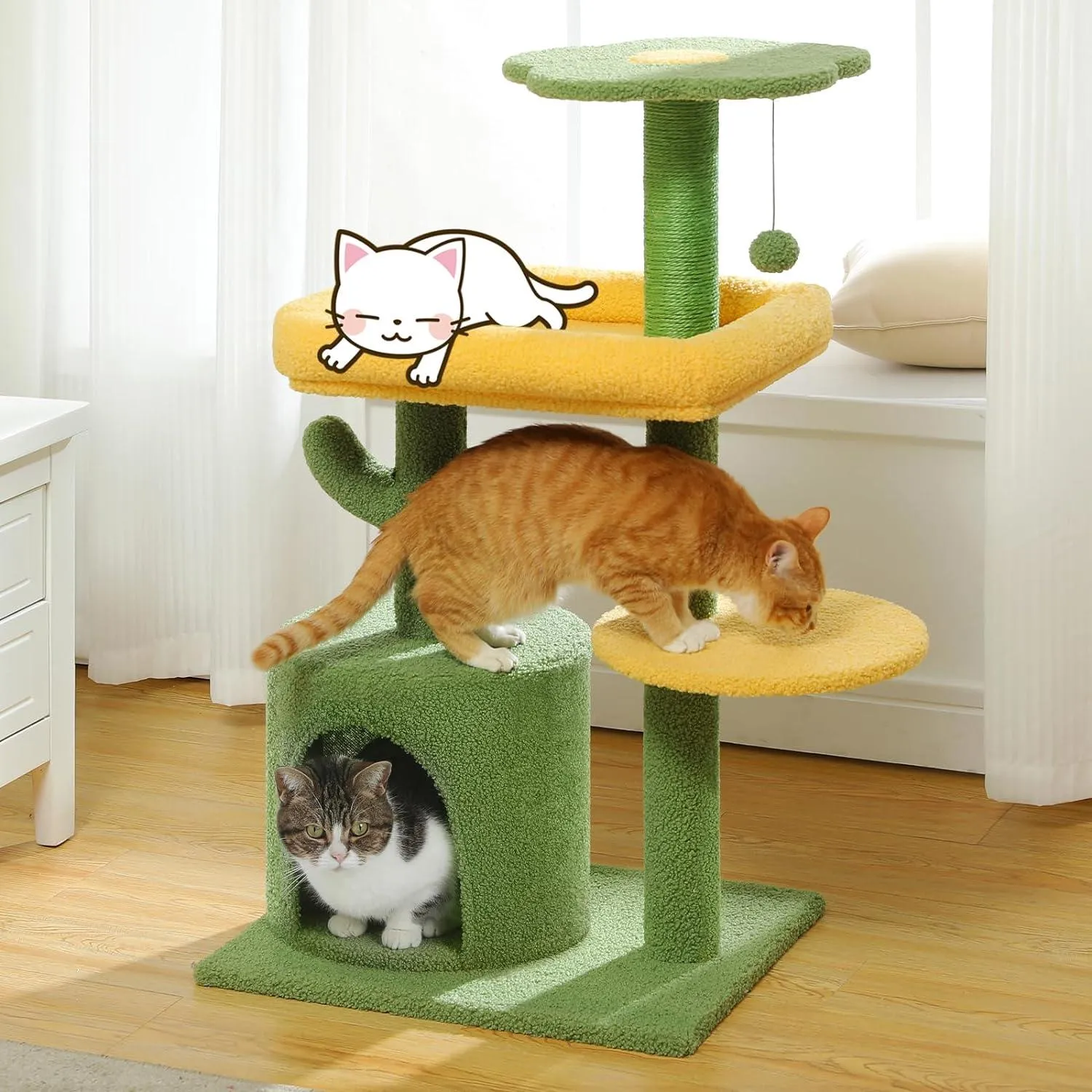 Multi-Level Indoor Cat Tree with Perch & Ball & Scratching Posts