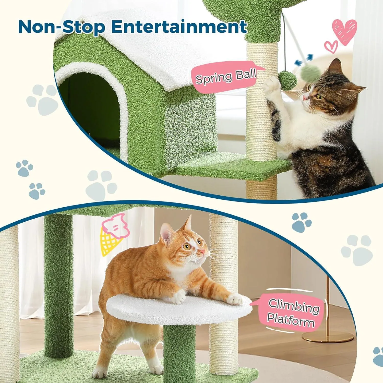 Multi-Level Indoor Cat Tree with Perch & Ball & Scratching Posts