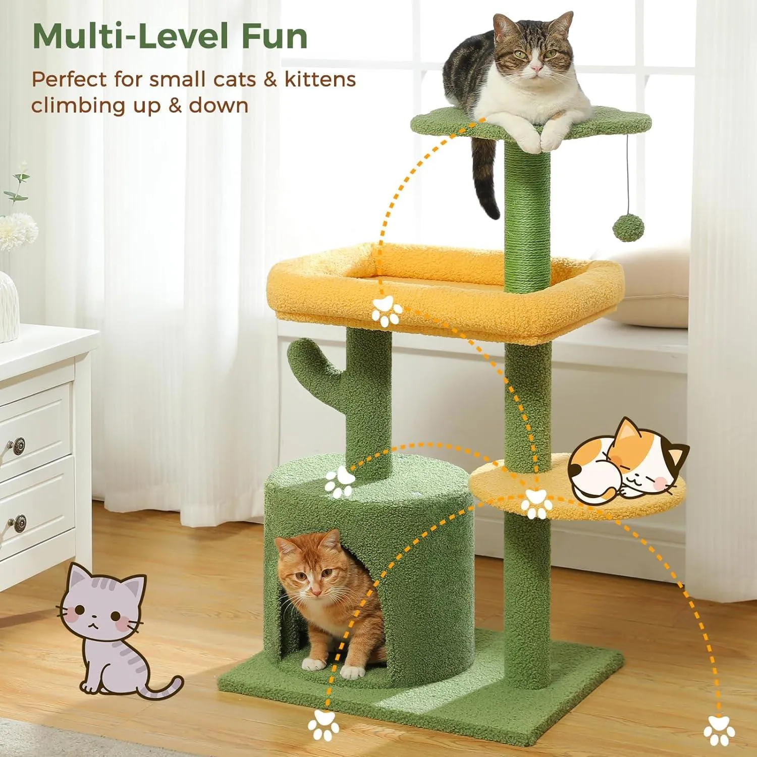 Multi-Level Indoor Cat Tree with Perch & Ball & Scratching Posts