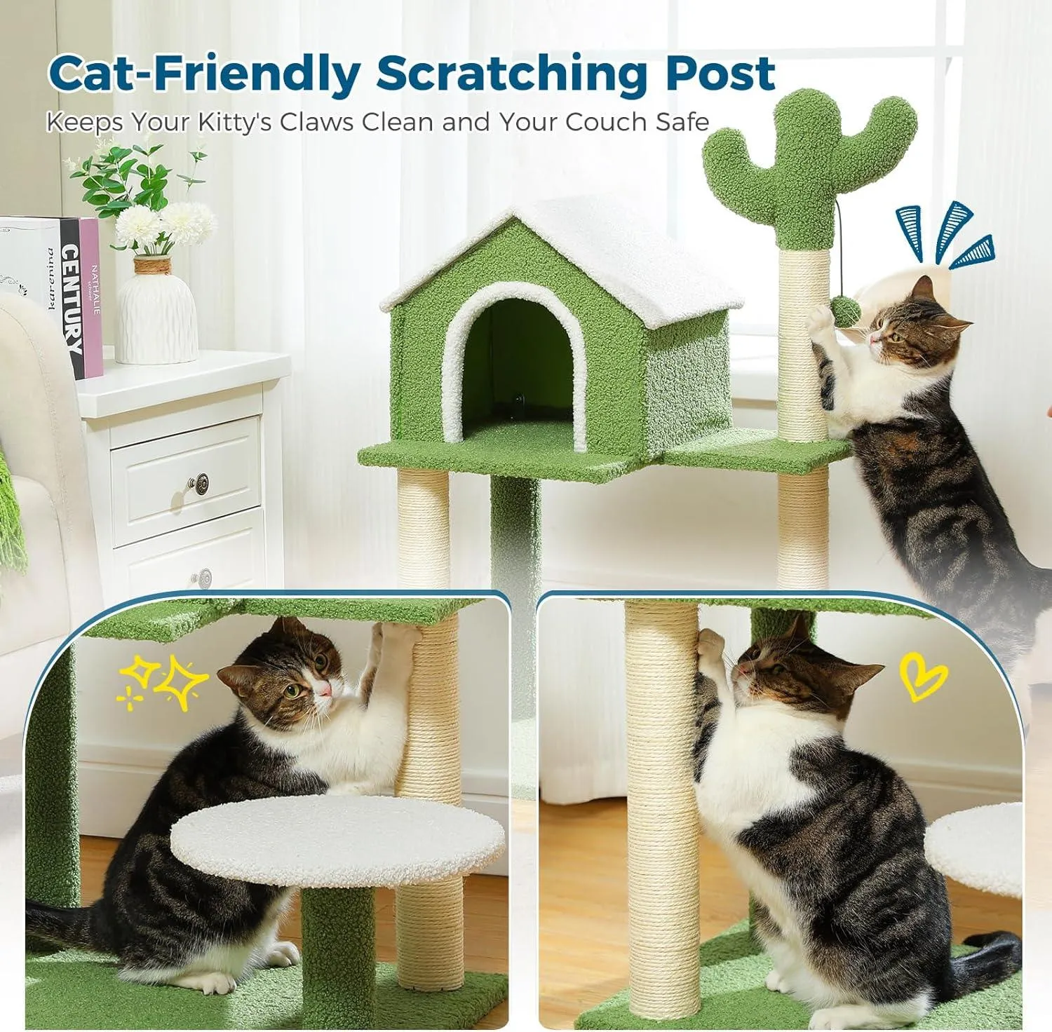 Multi-Level Indoor Cat Tree with Perch & Ball & Scratching Posts
