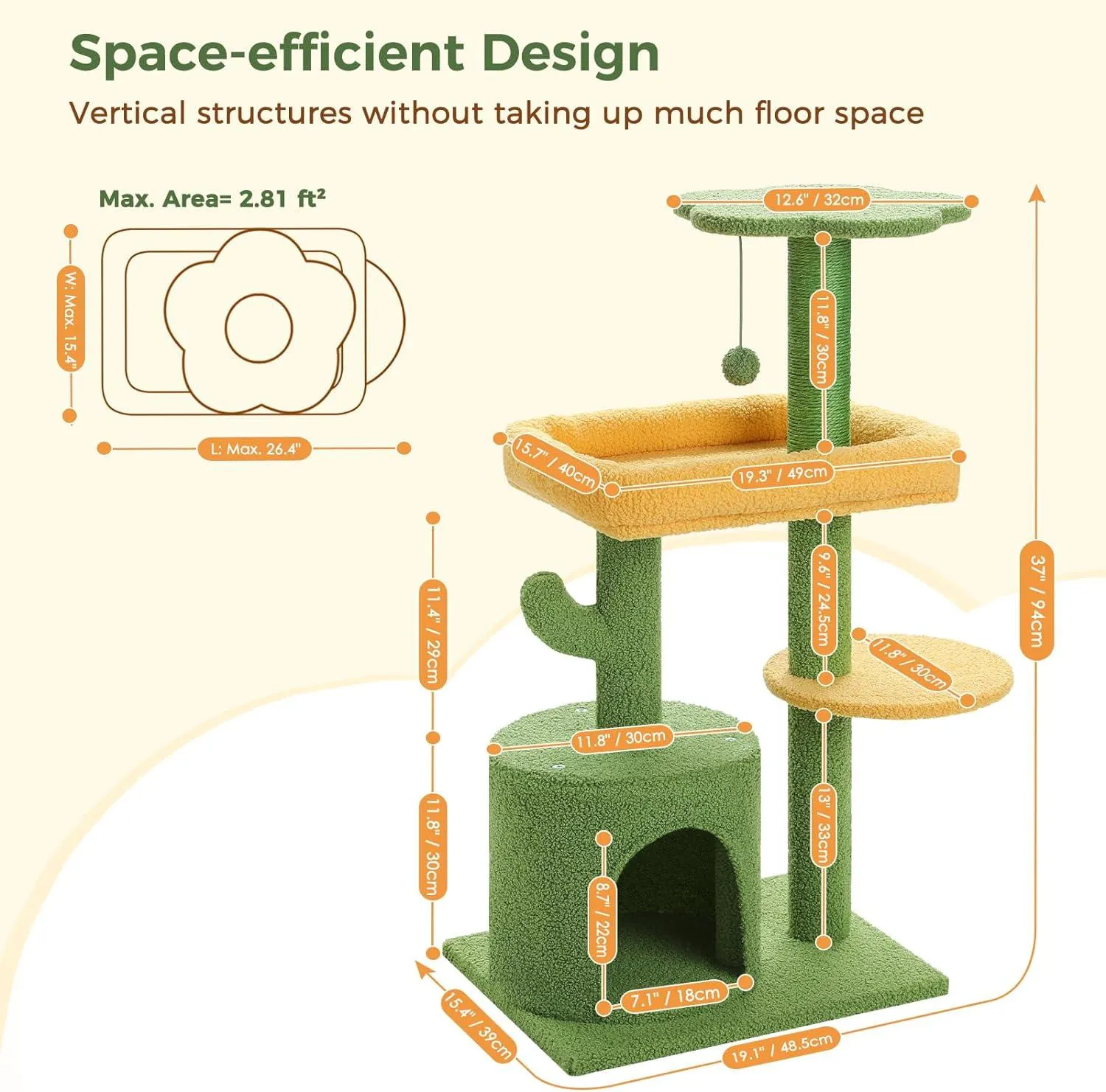 Multi-Level Indoor Cat Tree with Perch & Ball & Scratching Posts