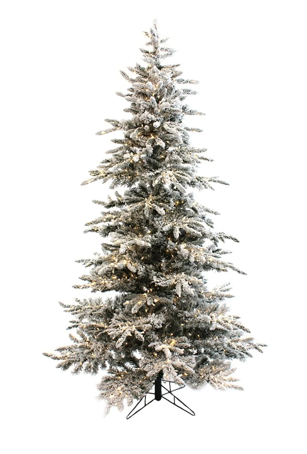 OPEN BOX 7.5' Prelit Slim Snow Flocked Christmas Tree with Warm White & Multicolor Lights