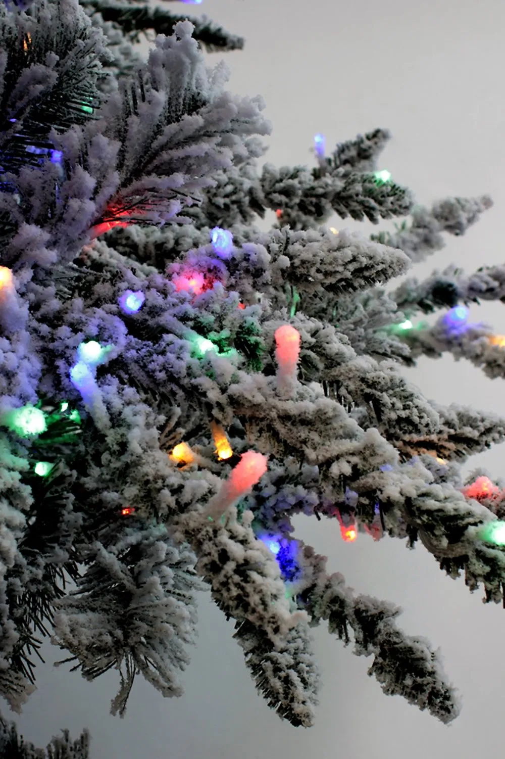 OPEN BOX 7.5' Prelit Slim Snow Flocked Christmas Tree with Warm White & Multicolor Lights
