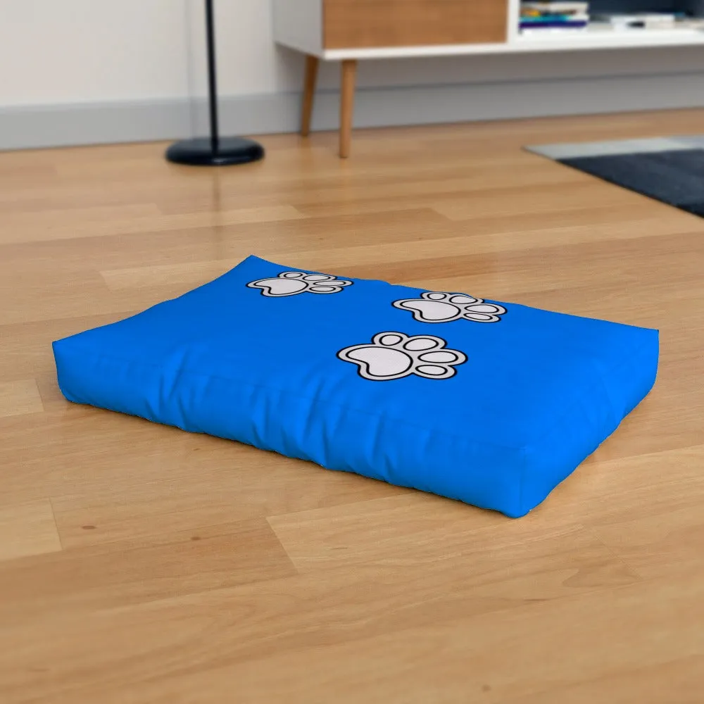 Pet Bed - Paws on Blue