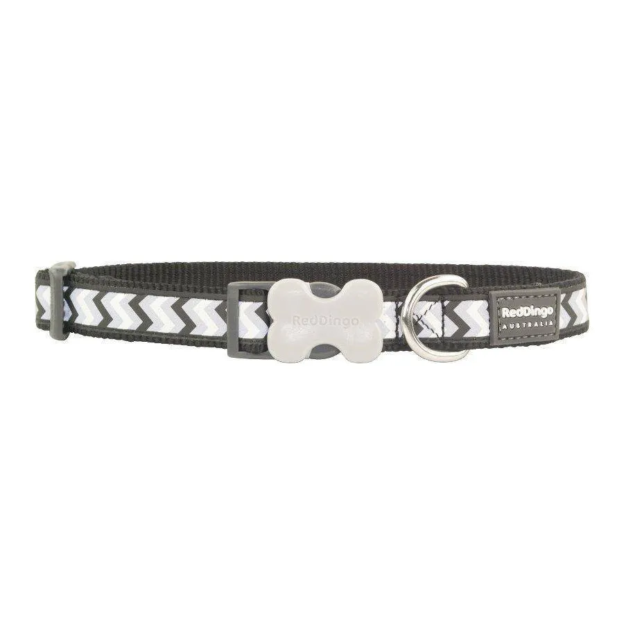 Red Dingo Dog Reflective Ziggy Collar Black S 12mm