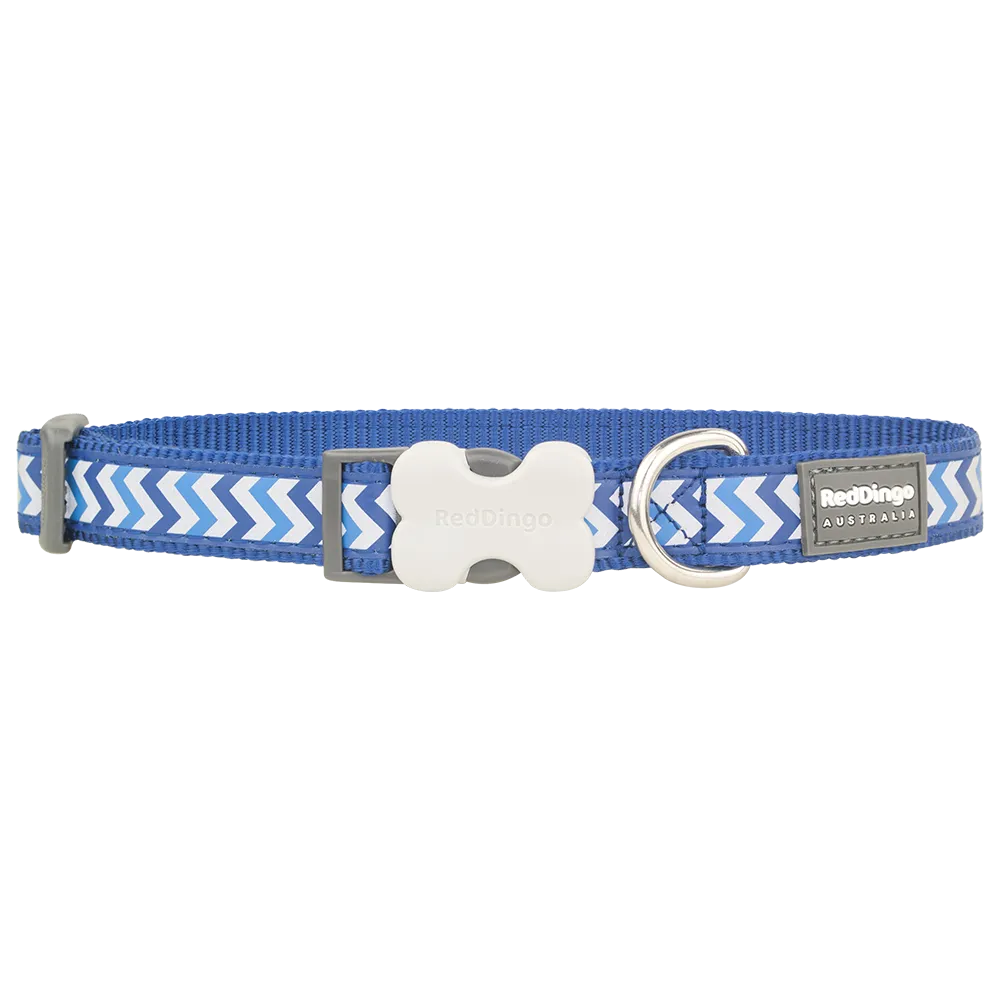 Red Dingo Dog Reflective Ziggy Collar Blue 15mm