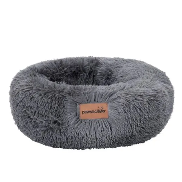 Small Grey Calming Plush Bed - 50cm x 50cm x 19cm