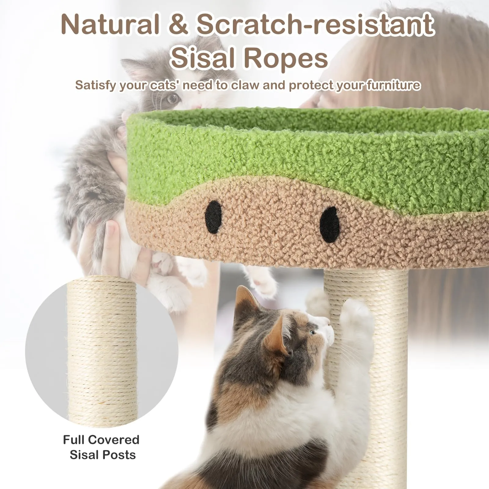 Tangkula Flower Cat Tree for Indoor Large Cats (Green & Brown)