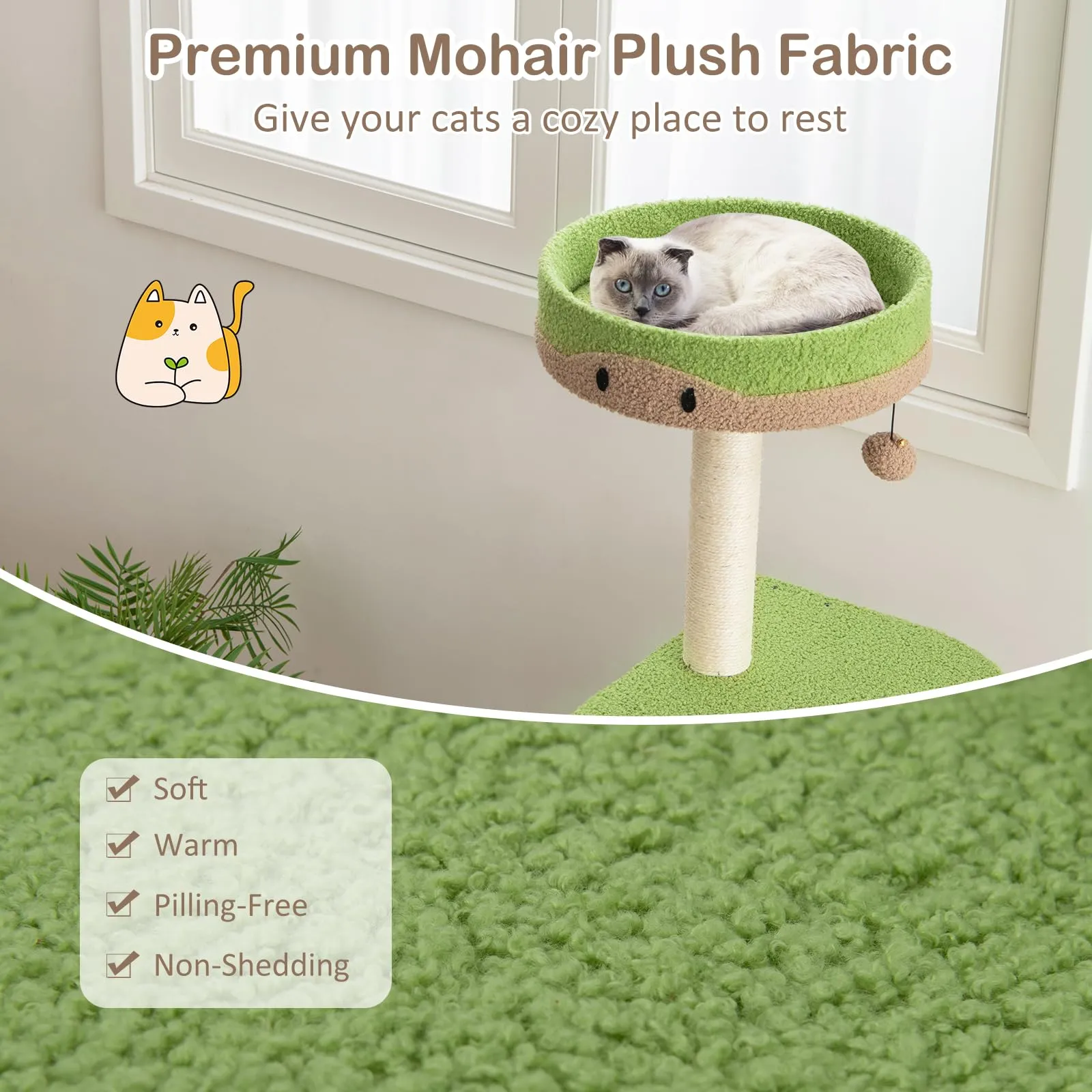 Tangkula Flower Cat Tree for Indoor Large Cats (Green & Brown)