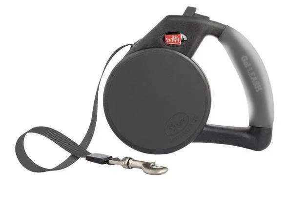 Wigzy Gel Handle Reflective Tape Retractable Black Dog Leash