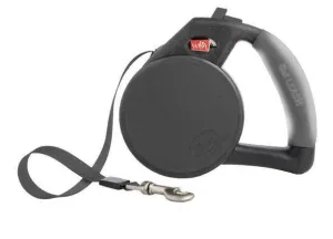 Wigzy Gel Handle Reflective Tape Retractable Black Dog Leash